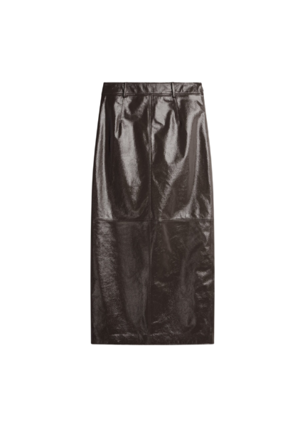 The Frankie Shop Taney Crackled Pencil Skirt - Brown - Oversized Minimalist Skirts in Beige - Shop at Luxury Shoes 