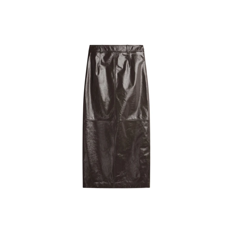 The Frankie Shop Taney Crackled Pencil Skirt - Brown - Oversized Minimalist Skirts in Beige - Shop at Luxury Shoes 
