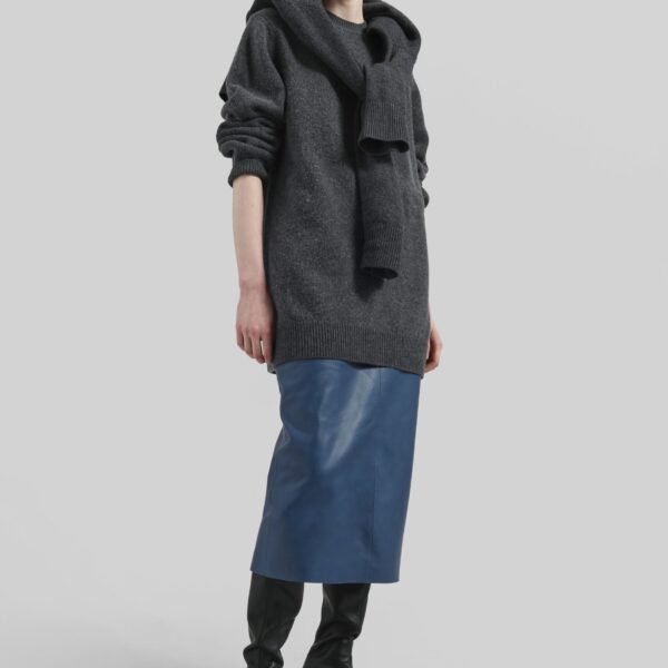 The Frankie Shop Taney Leather Midi Skirt – Cobalt, view 2