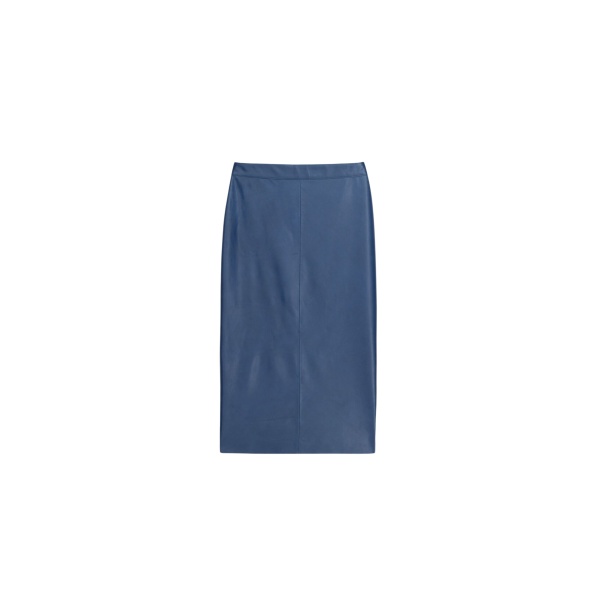 The Frankie Shop Taney Leather Midi Skirt - Cobalt - Oversized Minimalist Skirts in Blue - Shop at Luxury Shoes 