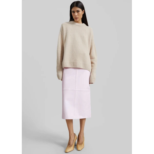The Frankie Shop Taney Leather Pencil Skirt - Faded Pink - Oversized Minimalist Skirts in Pink - Shop at Luxury Shoes 