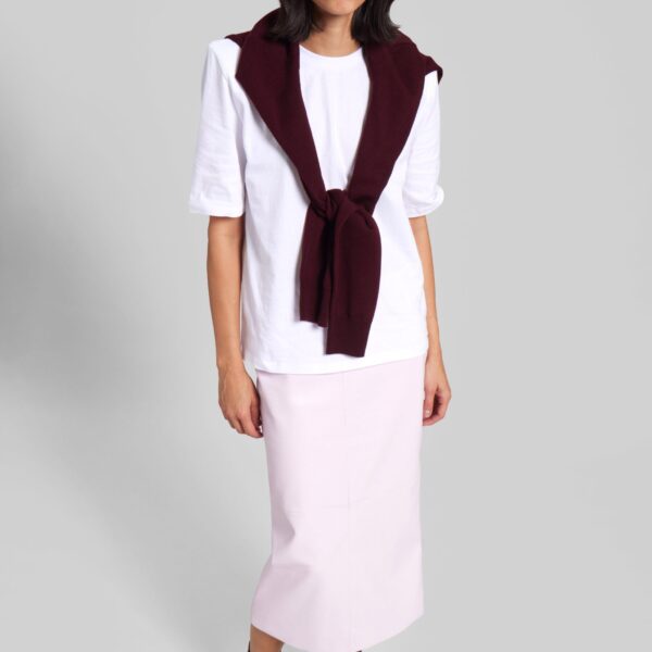 The Frankie Shop Taney Leather Pencil Skirt – Faded Pink, view 4