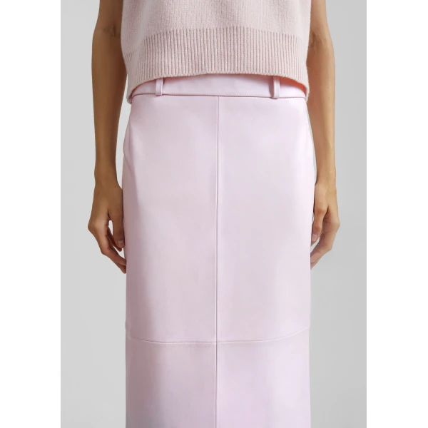 The Frankie Shop Taney Leather Pencil Skirt - Faded Pink - Oversized Minimalist Skirts in Pink - Shop at Luxury Shoes 
