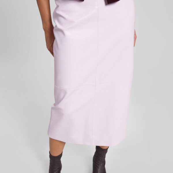 The Frankie Shop Taney Leather Pencil Skirt – Faded Pink, view 6