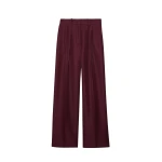 The Frankie Shop Tansy Pleated Trousers - Burgundy - Oversized Minimalist Pants in Red - Shop at Luxury Shoes 