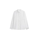 The Frankie Shop Tarra Tie-Front Sheer Shirt - White - Oversized Minimalist Tops in White - Shop at Luxury Shoes 