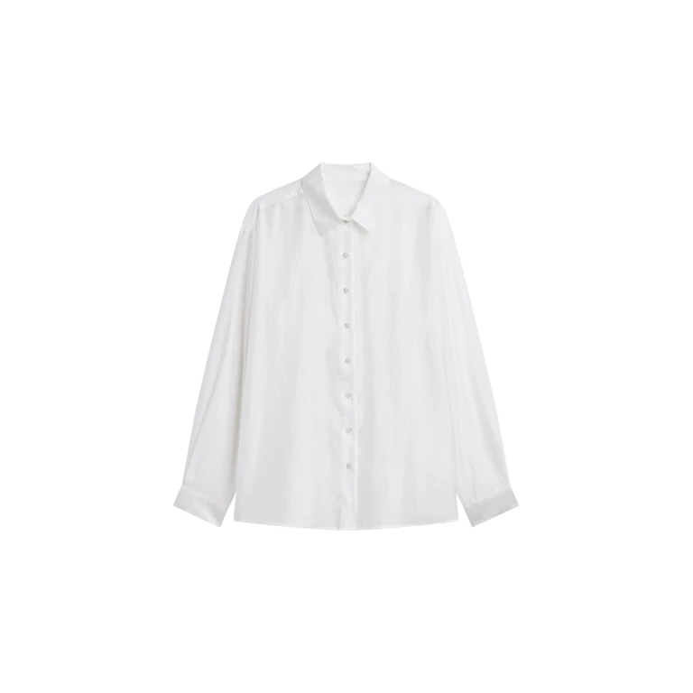 The Frankie Shop Tarra Tie-Front Sheer Shirt - White - Oversized Minimalist Tops in White - Shop at Luxury Shoes 
