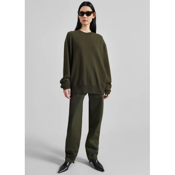 The Frankie Shop Technical Tailored Pants - Green - Oversized Minimalist Pants in Green - Shop at Luxury Shoes 