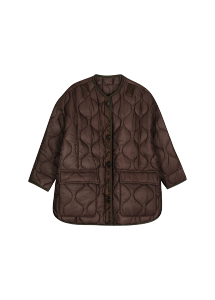 The Frankie Shop Teddy Quilted Jacket - Brown - Oversized Minimalist Jackets in Beige - Shop at Luxury Shoes 