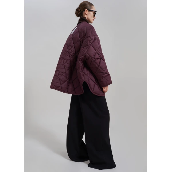 The Frankie Shop Teddy Quilted Jacket – Burgundy, view 2