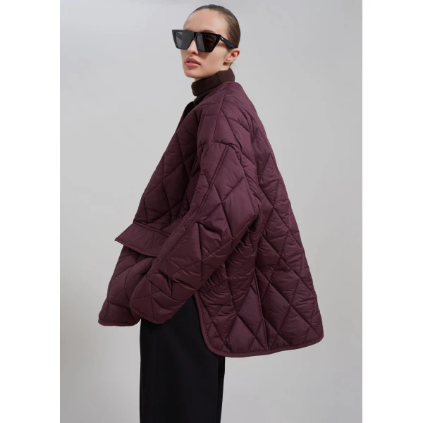 The Frankie Shop Teddy Quilted Jacket – Burgundy, view 6