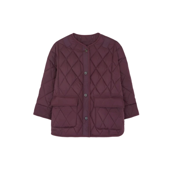 The Frankie Shop Teddy Quilted Jacket – Burgundy