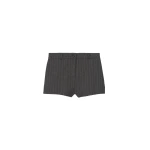 The Frankie Shop Tenby Striped Hot Pants - Brown Melange - Oversized Minimalist Shorts in Beige - Shop at Luxury Shoes 