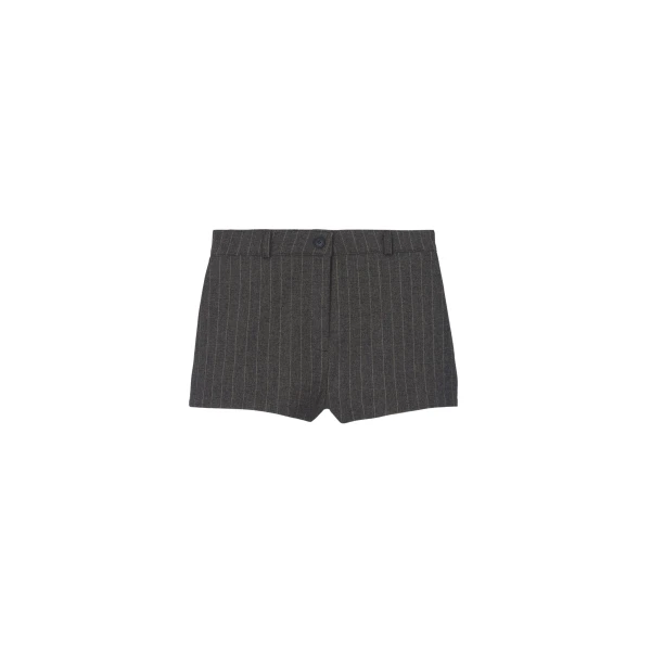 The Frankie Shop Tenby Striped Hot Pants - Brown Melange - Oversized Minimalist Shorts in Beige - Shop at Luxury Shoes 