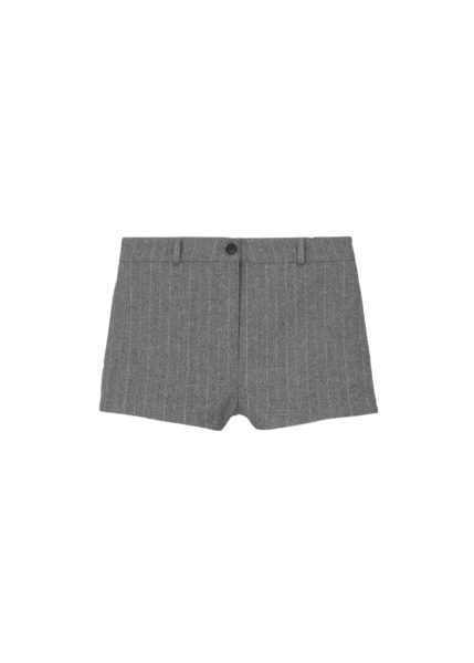 The Frankie Shop Tenby Striped Hot Pants - Grey Melange - Oversized Minimalist Shorts in Grey - Shop at Luxury Shoes 