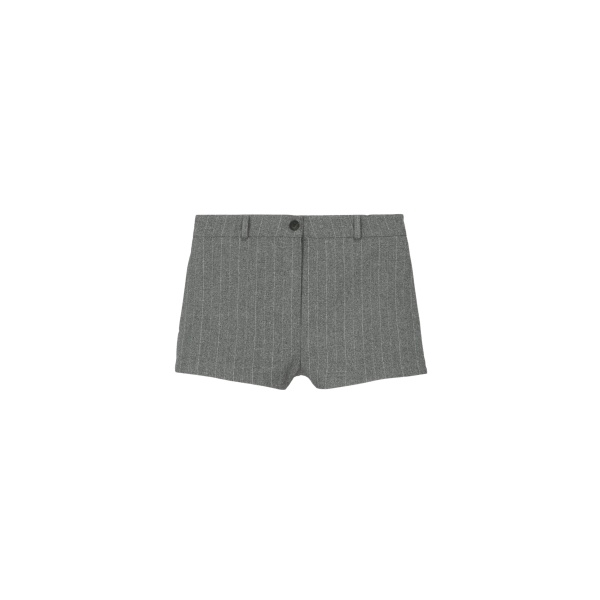 The Frankie Shop Tenby Striped Hot Pants - Grey Melange - Oversized Minimalist Shorts in Grey - Shop at Luxury Shoes 