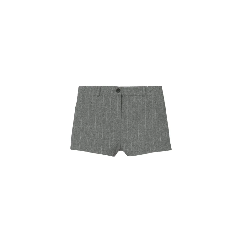 The Frankie Shop Tenby Striped Hot Pants - Grey Melange - Oversized Minimalist Shorts in Grey - Shop at Luxury Shoes 