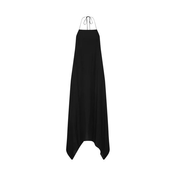 The Frankie Shop Textured Weave Halter Dress - Black - Oversized Minimalist Dresses in Black - Shop at Luxury Shoes 