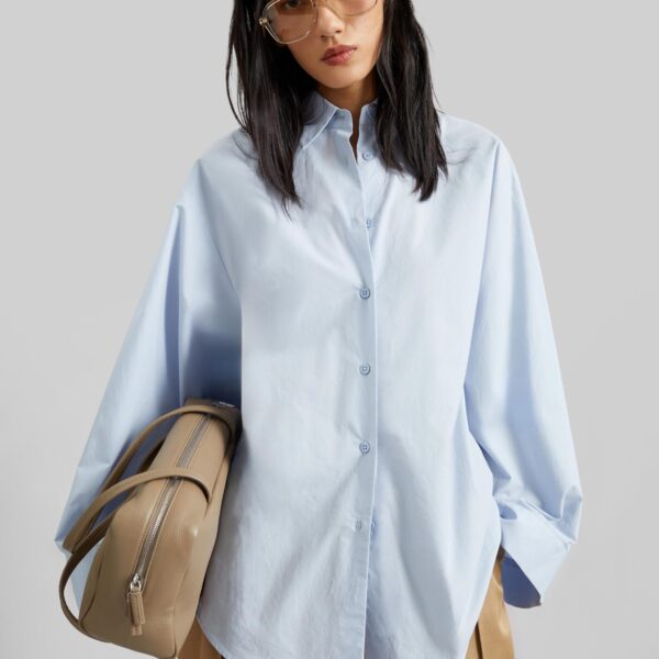 The Frankie Shop Tila Wide Sleeve Shirt – Light Blue, view 2