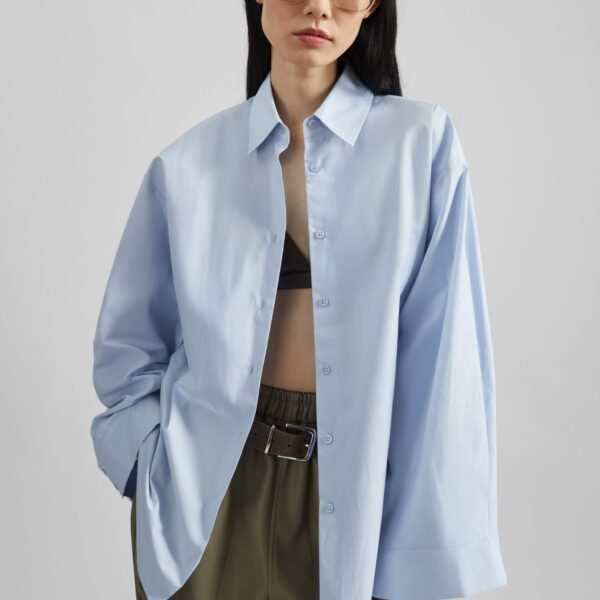 The Frankie Shop Tila Wide Sleeve Shirt – Light Blue, view 3
