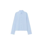The Frankie Shop Tila Wide Sleeve Shirt - Light Blue - Oversized Minimalist Tops in Blue - Shop at Luxury Shoes 