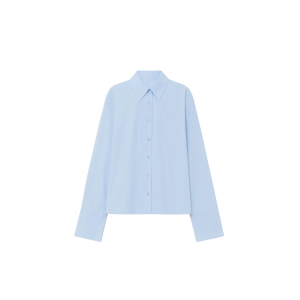 The Frankie Shop Tila Wide Sleeve Shirt - Light Blue - Oversized Minimalist Tops in Blue - Shop at Luxury Shoes 