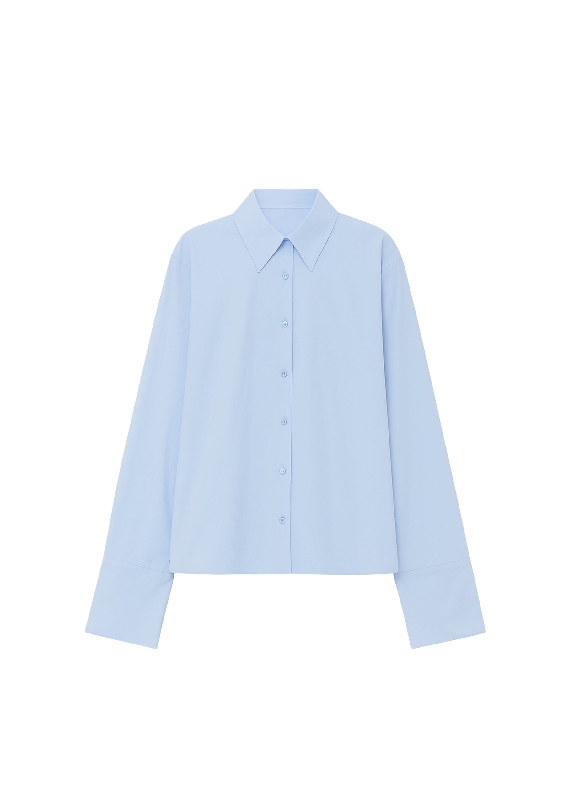 The Frankie Shop Tila Wide Sleeve Shirt - Light Blue - Oversized Minimalist Tops in Blue - Shop at Luxury Shoes 