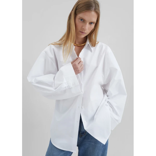 The Frankie Shop Tila Wide Sleeve Shirt - White - Oversized Minimalist Tops in White - Shop at Luxury Shoes 