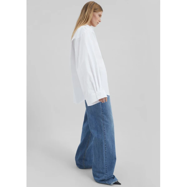 The Frankie Shop Tila Wide Sleeve Shirt - White - Oversized Minimalist Tops in White - Shop at Luxury Shoes 