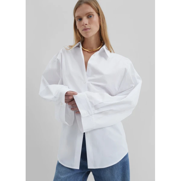 The Frankie Shop Tila Wide Sleeve Shirt - White - Oversized Minimalist Tops in White - Shop at Luxury Shoes 