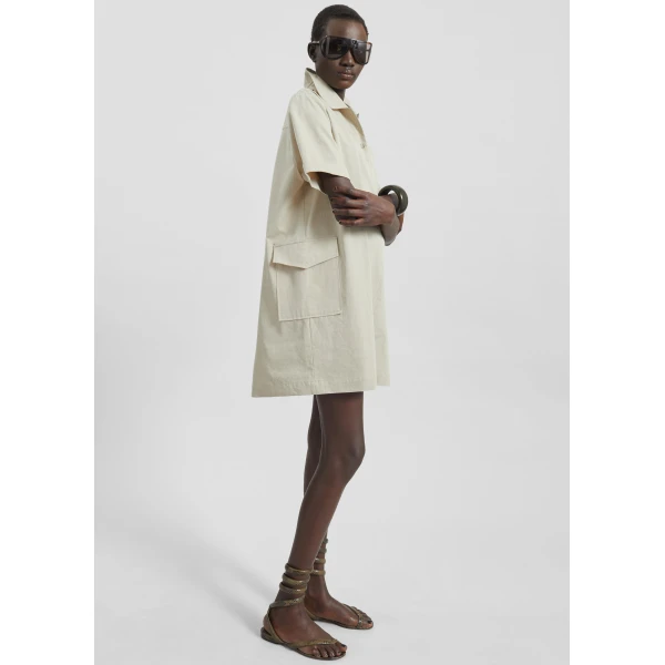 The Frankie Shop Tilba Polo Mini Dress - Beige - Oversized Minimalist Dresses in Beige - Shop at Luxury Shoes 