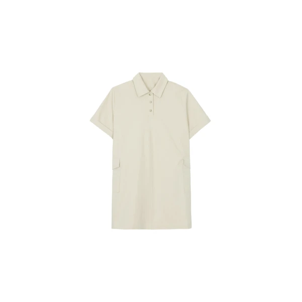 The Frankie Shop Tilba Polo Mini Dress - Beige - Oversized Minimalist Dresses in Beige - Shop at Luxury Shoes 