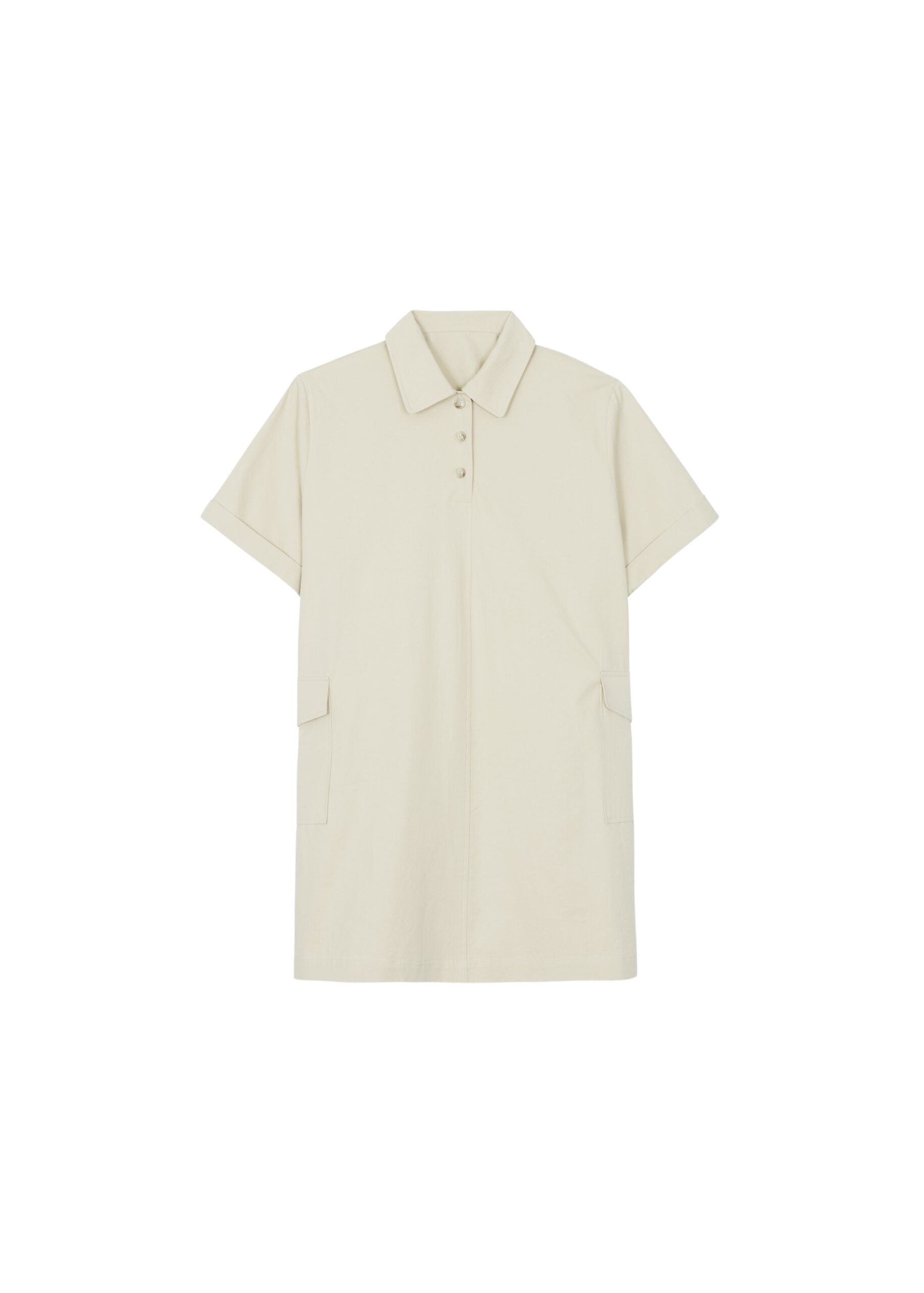 The Frankie Shop Tilba Polo Mini Dress - Beige - Oversized Minimalist Dresses in Beige - Shop at Luxury Shoes 
