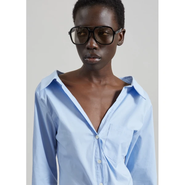The Frankie Shop Tiona Fitted Shirt - Light Blue - Oversized Minimalist Tops in Blue - Shop at Luxury Shoes 