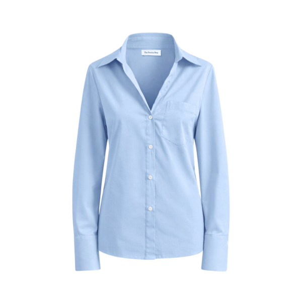 The Frankie Shop Tiona Fitted Shirt - Light Blue - Oversized Minimalist Tops in Blue - Shop at Luxury Shoes 