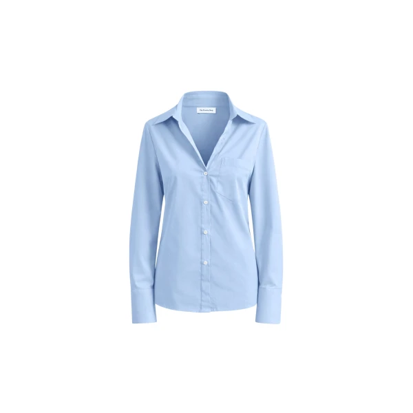 The Frankie Shop Tiona Fitted Shirt - Light Blue - Oversized Minimalist Tops in Blue - Shop at Luxury Shoes 
