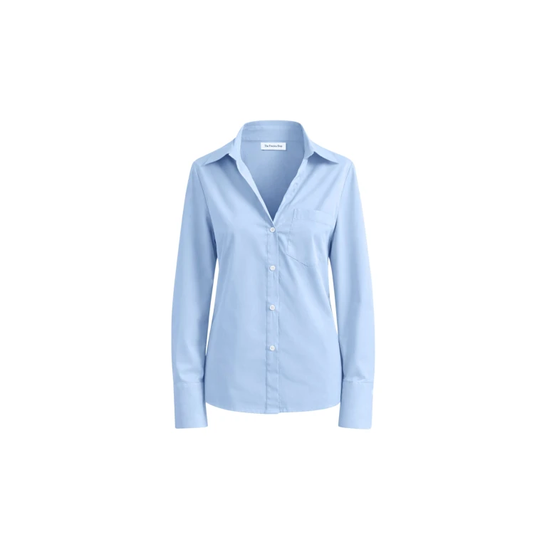 The Frankie Shop Tiona Fitted Shirt - Light Blue - Oversized Minimalist Tops in Blue - Shop at Luxury Shoes 