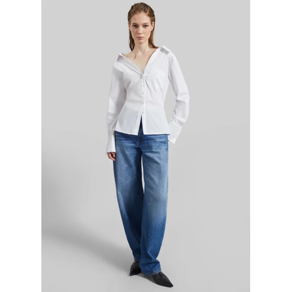The Frankie Shop Tiona Fitted Shirt - White - Oversized Minimalist Tops in White - Shop at Luxury Shoes 