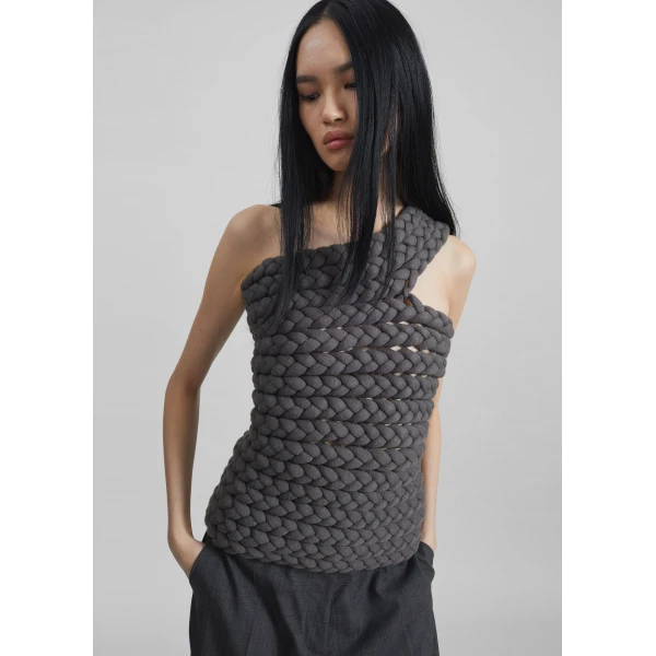 The Frankie Shop Tisto Top - Dark Grey - Oversized Minimalist Tops in Grey - Shop at Luxury Shoes 