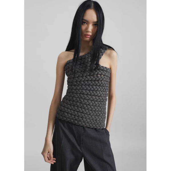 The Frankie Shop Tisto Top - Dark Grey - Oversized Minimalist Tops in Grey - Shop at Luxury Shoes 