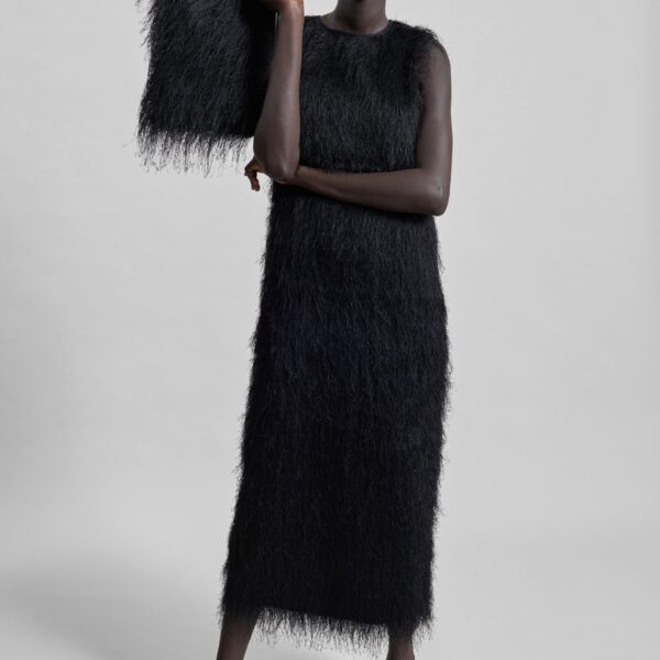 The Frankie Shop Tiwa Fringed Maxi Dress – Black, view 2