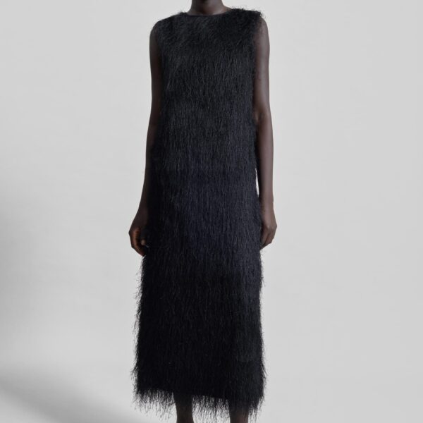The Frankie Shop Tiwa Fringed Maxi Dress – Black, view 4