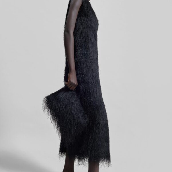 The Frankie Shop Tiwa Fringed Maxi Dress – Black, view 5