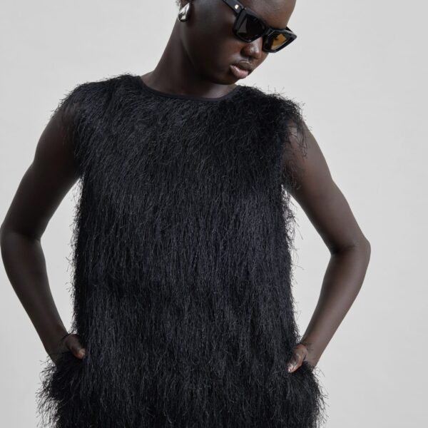 The Frankie Shop Tiwa Fringed Maxi Dress – Black, view 6