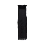 The Frankie Shop Tiwa Fringed Maxi Dress - Black - Oversized Minimalist Dresses in Black - Shop at Luxury Shoes 