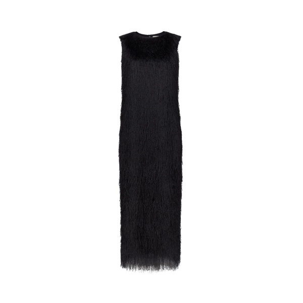 The Frankie Shop Tiwa Fringed Maxi Dress - Black - Oversized Minimalist Dresses in Black - Shop at Luxury Shoes 