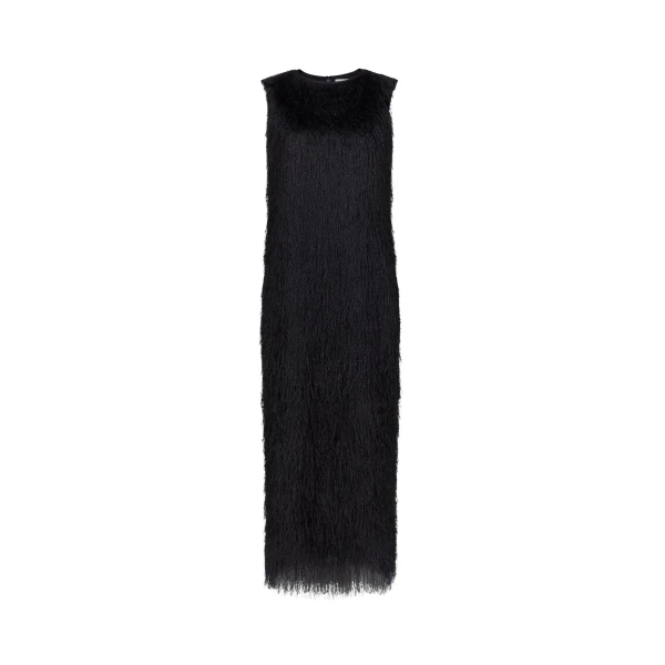 The Frankie Shop Tiwa Fringed Maxi Dress - Black - Oversized Minimalist Dresses in Black - Shop at Luxury Shoes 