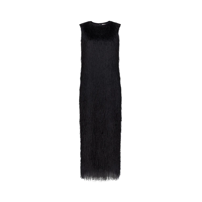 The Frankie Shop Tiwa Fringed Maxi Dress - Black - Oversized Minimalist Dresses in Black - Shop at Luxury Shoes 