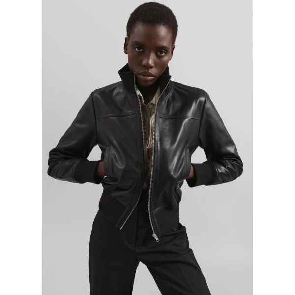 The Frankie Shop Tobias Leather Jacket - Black - Oversized Minimalist Jackets in Black - Shop at Luxury Shoes 