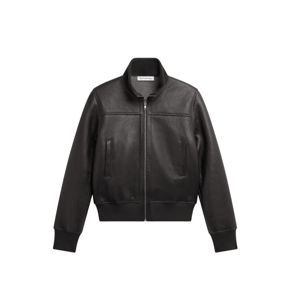 The Frankie Shop Tobias Leather Jacket - Black - Oversized Minimalist Jackets in Black - Shop at Luxury Shoes 